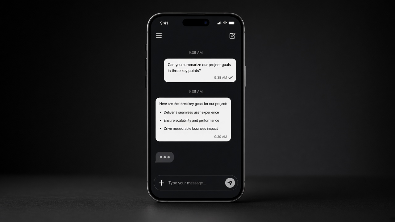 Mobile chatbot conversation interface mockup